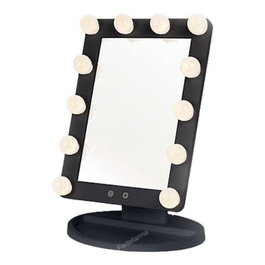 Perfect Beauty Miroir de maquillage électrique avec 12 LED externes et capteur tactile Black