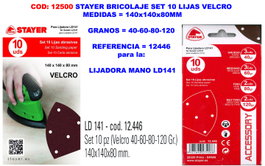 STAYER Set de 10 abrasifs 140x140x80mm Grains 40-60-80-120