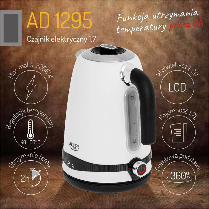 Adler Bouilloire Blanc Acier inoxydable 1,7 L Adler Bouilloire Blanc Acier inoxydable 1,7 L