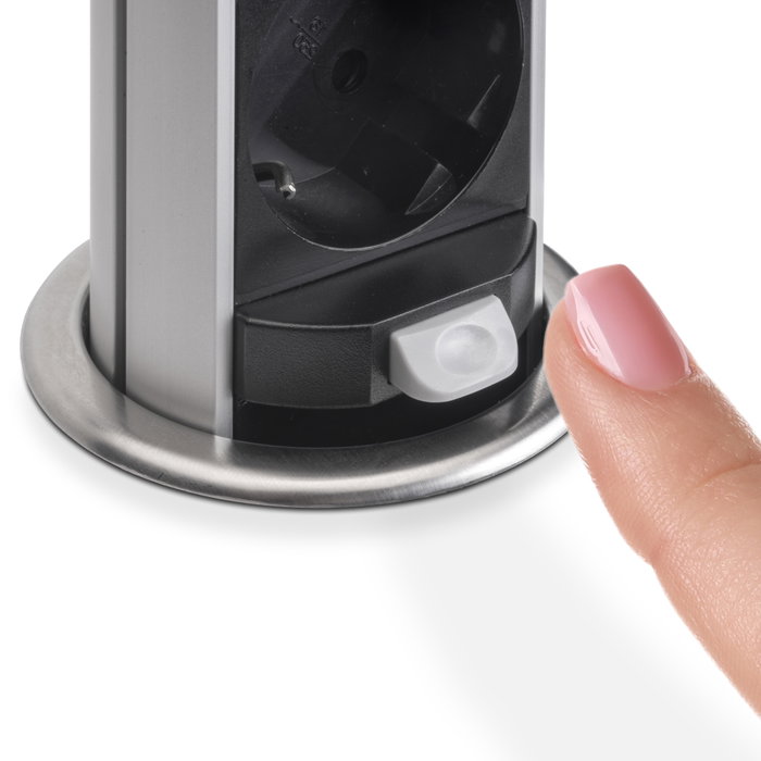 Emuca Multiconnecteur Vertikal Push 60 avec 3 prises Schuko et USB