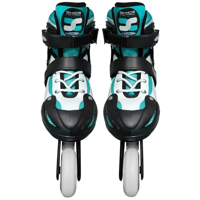 Stamp Rollers en Ligne Ajustables Semi-Souples SKIDS CONTROL CARBONE - Taille 34-37 - Réf. JK525302 - Système Triple Serrage, Roues PU, Roulements ABEC 7 Stamp Rollers en Ligne Ajustables Semi-Souples SKIDS CONTROL CARBONE - Taille 34-37 - Réf. JK525302 - Système Triple Serrage, Roues PU, Roulements ABEC 7