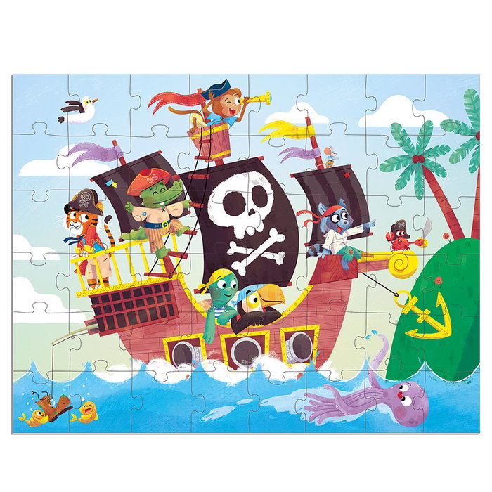 Goula Puzzle XXL Thème Pirates - 48 Pièces Extra-Larges avec Illustrations et Carte au Trésor - À partir de 3 ans