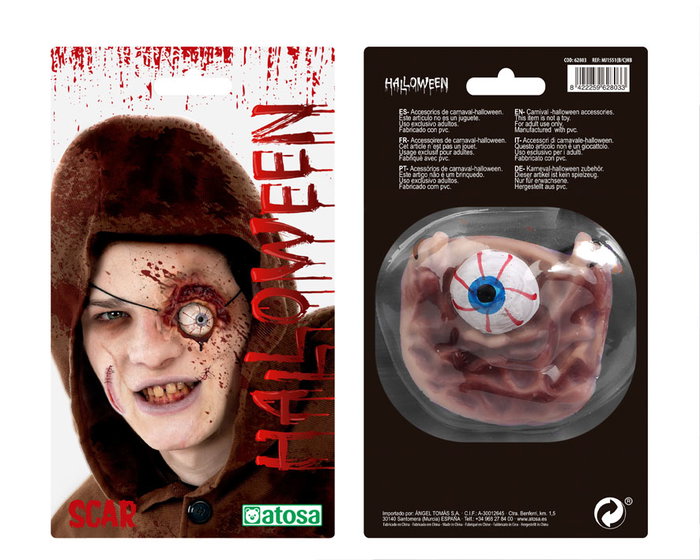 Herida Falsa Con Cicatriz Y Ojo Infectado 18x13 cm Pour Zombie Halloween - Maquillage Effets Spéciaux Accessoire Cosplay Horreur