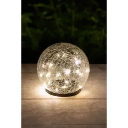Galix Sphère Solaire Décorative à Effet Verre Brisé - 25 LED Blanches, Ø 15 cm - Luminaire d'Extérieur Écologique pour Jardin et Terrasse
