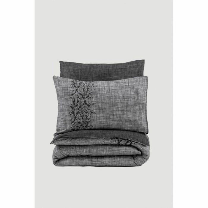 BigBuy Home Parure de couette Gris Rayures 220 x 240 cm BigBuy Home Parure de couette Gris Rayures 220 x 240 cm