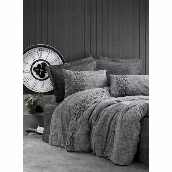 BigBuy Home Parure de couette Gris Rayures 220 x 240 cm BigBuy Home Parure de couette Gris Rayures 220 x 240 cm