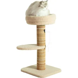 Zolux Arbre à Chat Boreal - Griffoir en Sisal, Jouet Souris avec Herbe à Chat, Couchage Déhoussable, Structure Stable (70 cm, Beige) - Pour Chats jusqu'à 5 kg