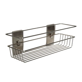 3M Panier de douche nickel satiné, 32,5x9,5x10 cm, charge max 3 kg, 1 panier + 4 bandes adhésives