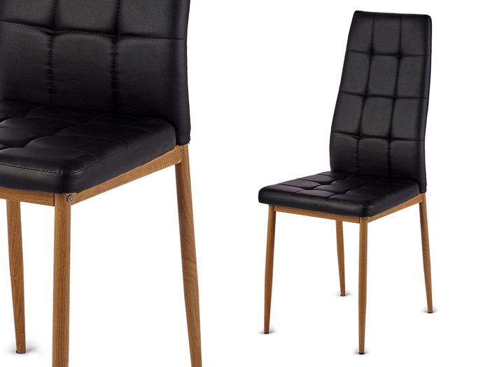 GIFTDECOR Silla Decorative Noire Pieds Bois – PU et Fer – 10 x 18 x 43 cm (Set de 4) GIFTDECOR Silla Decorative Noire Pieds Bois – PU et Fer – 10 x 18 x 43 cm (Set de 4)
