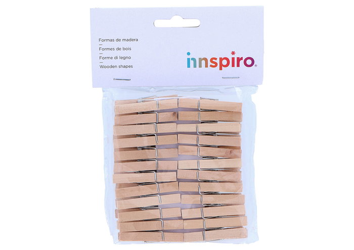 Innspiro Pinzas madera pequeñas natural 48x7mm, 48u.