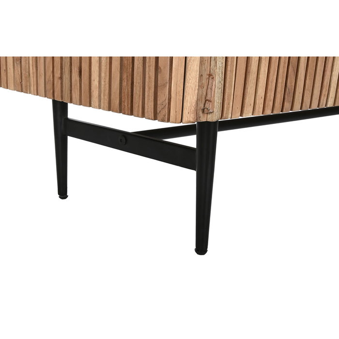 DKD Home Decor Meuble de télévision Marron Noir Naturel Marbre Acacia 145 x 45 x 60 cm
