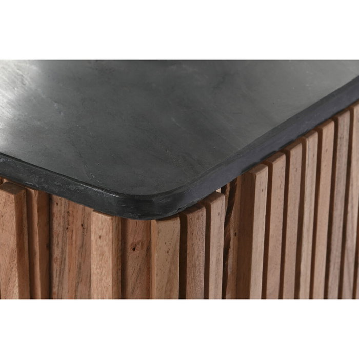 DKD Home Decor Meuble de télévision Marron Noir Naturel Marbre Acacia 145 x 45 x 60 cm