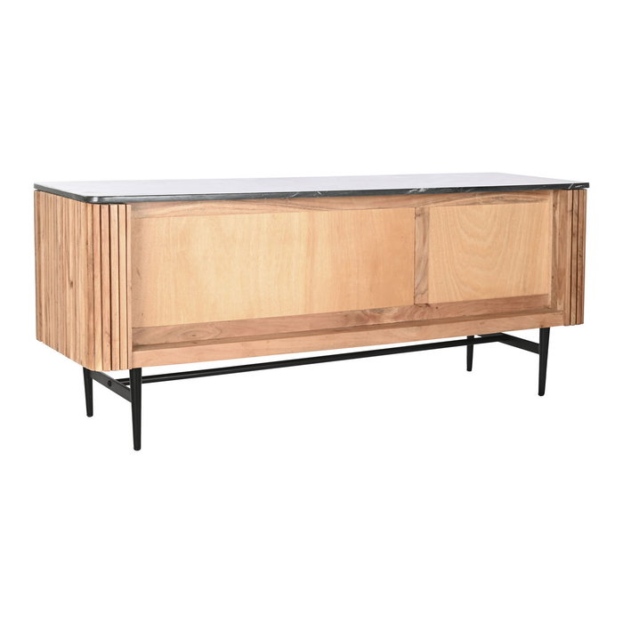 DKD Home Decor Meuble de télévision Marron Noir Naturel Marbre Acacia 145 x 45 x 60 cm