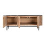 DKD Home Decor Meuble de télévision Marron Noir Naturel Marbre Acacia 145 x 45 x 60 cm