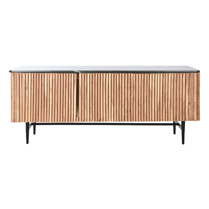 DKD Home Decor Meuble de télévision Marron Noir Naturel Marbre Acacia 145 x 45 x 60 cm