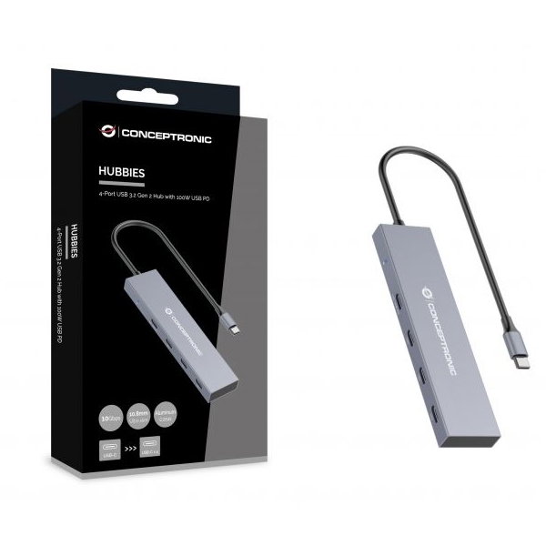 Conceptronic Hub USB Type-C 4 Ports Hubbies14 gr USB 3.2 Gen 2 Support Power Delivery 100 W