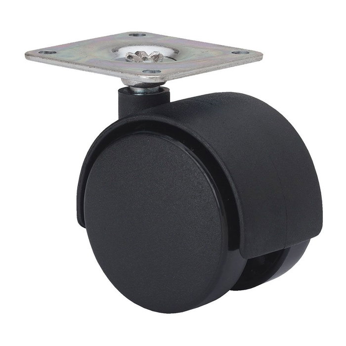 Ruedas Alex Roue pivotante avec plaque et axe lisse, noire, Ø 5 cm Ruedas Alex Roue pivotante avec plaque et axe lisse, noire, Ø 5 cm