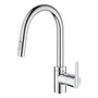 GROHE 31486001 - Mitigeur de cuisine évier haut Feel, douchette extractible 2 jets (jet laminaire/pluie), rotation 360°, bec en U pivotant, limiteur de débit