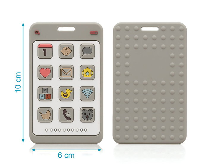 KioKids - Mordedor de dentición en silicone pour bébé de +3 mois, en forme de téléphone gris