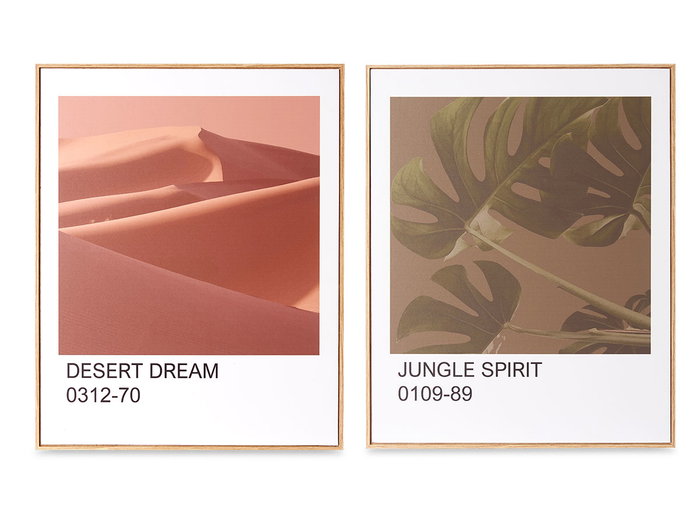 GIFTDECOR Cadre décoratif Feuille de désert avec moulure en hêtre - Lot de 2