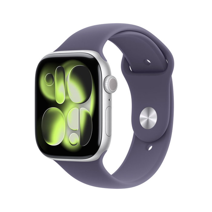 Apple Watch Series 11 GPS 46mm Argenté avec Bracelet Sport Brume Lilas