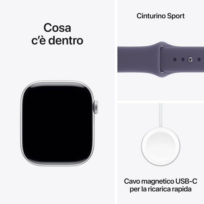 Apple Watch Series 11 GPS 46mm Argenté avec Bracelet Sport Brume Lilas