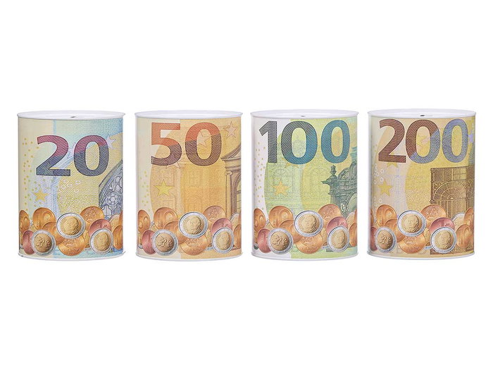 PINCELLO Lot de 36 boîtes en métal motif imprimé de billets