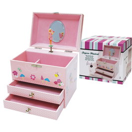 Tachan Joyero Musical - Coffret à bijoux musical avec danseuse, anillier, tiroirs et miroir pour enfants, 19.1 x 12.1 x 15 cm