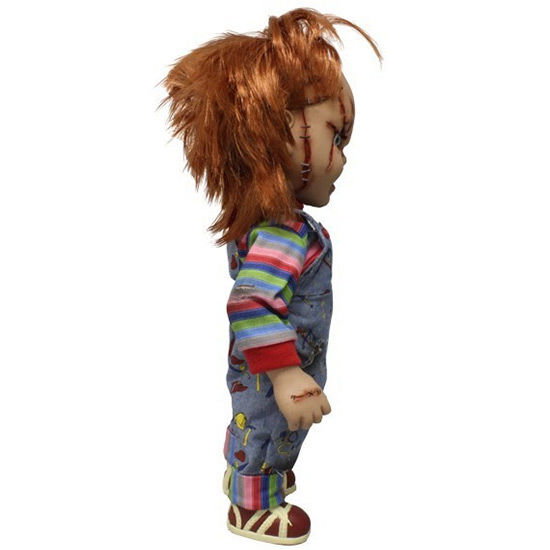 MEZCO TOYZ Figurine Chucky Le Poupon Diabolique parlante 38 cm avec 7 phrases, articulations et accessoires (Version espagnole)