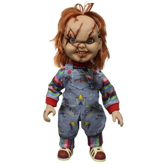 MEZCO TOYZ Figurine Chucky Le Poupon Diabolique parlante 38 cm avec 7 phrases, articulations et accessoires (Version espagnole)