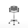 Tabouret Taburete Robledo Pivotant Chlorure de polyvinyle Gris clair Structure chromée Accoudoirs fixes Sans appui-tête Roulettes pour moquette