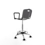 Tabouret Taburete Robledo Pivotant Chlorure de polyvinyle Gris clair Structure chromée Accoudoirs fixes Sans appui-tête Roulettes pour moquette