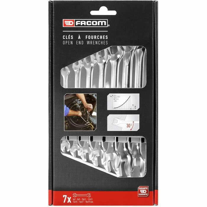 Facom Coffret de 7 Clés à Fourches 44.J7PB - 14 ouvertures de 6 à 19 mm
