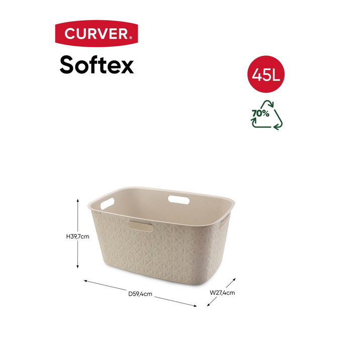 Curver Coffre à linge Softex 45 L Blanc cassé Curver Coffre à linge Softex 45 L Blanc cassé