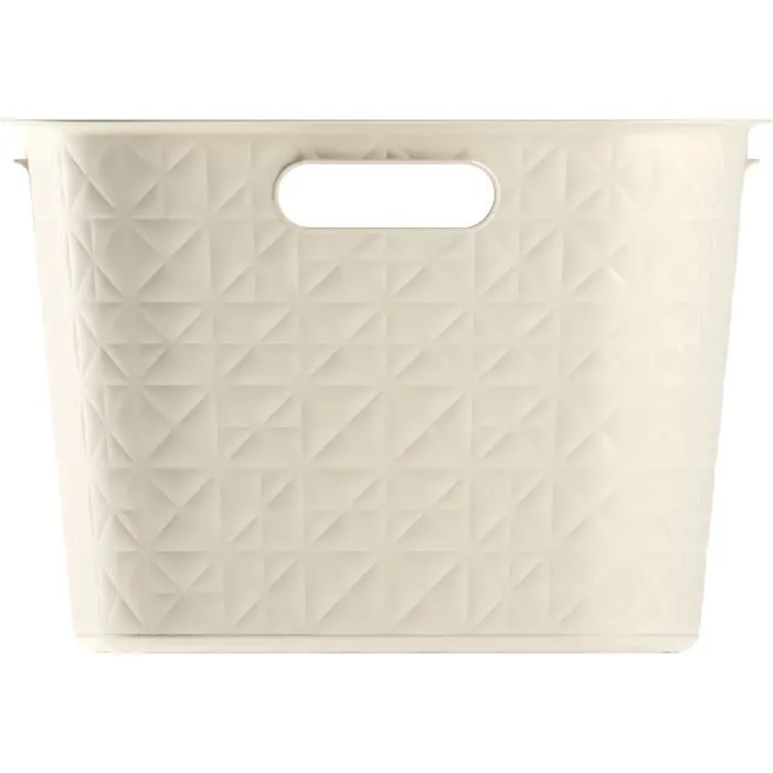 Curver Softex Coffre à Linge 45 L en Plastique Recyclé, Design Élégant et Spacieux 59 x 39 x 27 cm, Blanc Cassé, Léger et Pratique, Résistant aux Intempéries