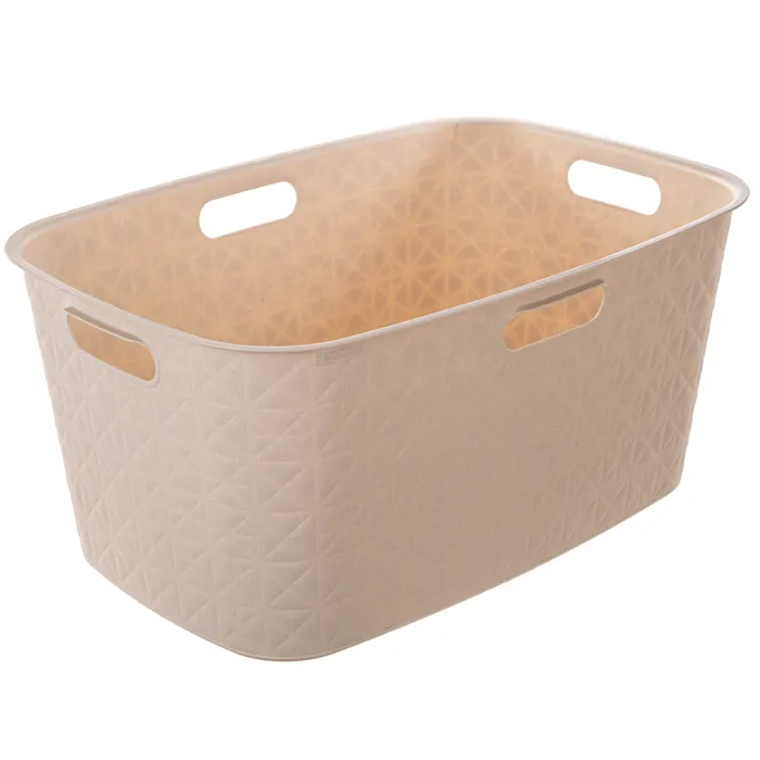 Curver Softex Coffre à Linge 45 L en Plastique Recyclé, Design Élégant et Spacieux 59 x 39 x 27 cm, Blanc Cassé, Léger et Pratique, Résistant aux Intempéries