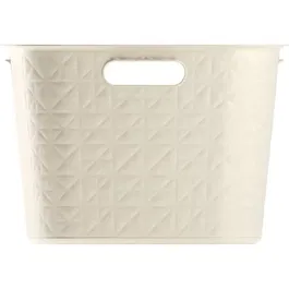 Curver Softex Coffre à Linge 45 L en Plastique Recyclé, Design Élégant et Spacieux 59 x 39 x 27 cm, Blanc Cassé, Léger et Pratique, Résistant aux Intempéries