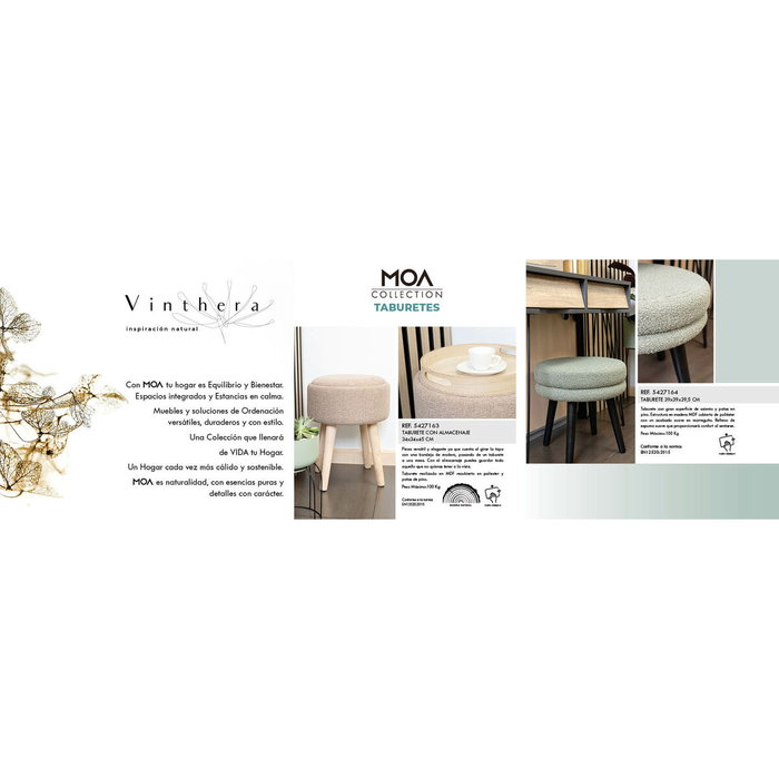 Vinthera Tabouret Moa Bois Vert (Lot de 2)