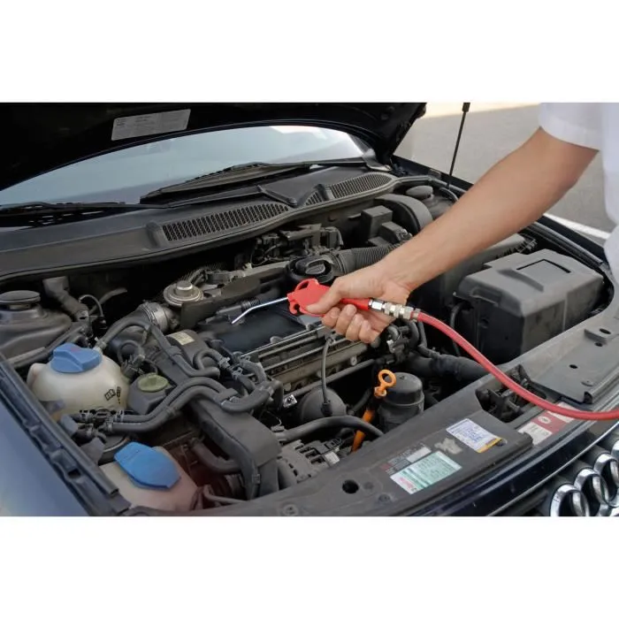 Mecafer Kit Accessoires Compresseur MEC150053 - Tuyau Spiral 5 m, Raccords Rapides, Soufflette, Poignée de Gonflage CE avec 8 Embouts