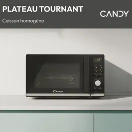 Candy CMGA20TNDB Micro-ondes Gril 20L Digital Noir 700W - Fonction Décongélation, 11 Niveaux de Puissance, 19 Menus Auto