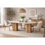 Home ESPRIT Table de Salle à Manger Marron Clair Granite et Bois MDF