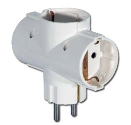 Adaptateur triple Schuko blanc 16A-250V