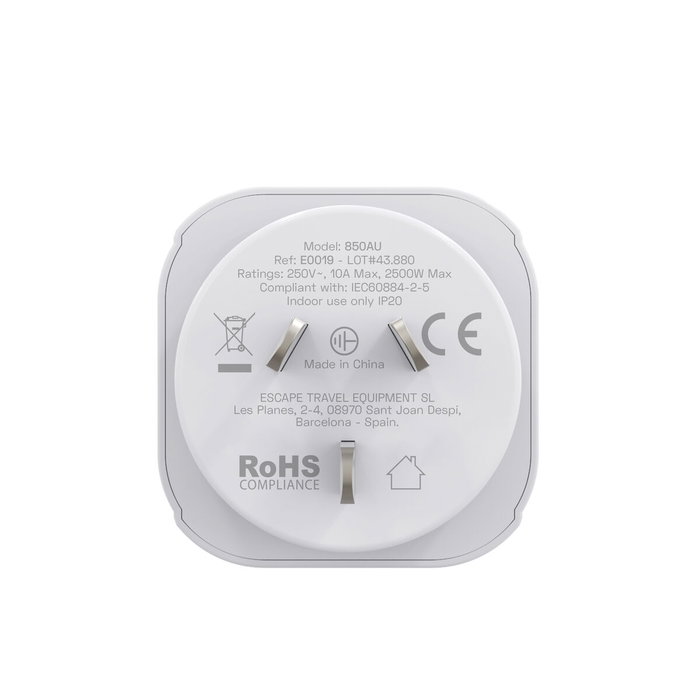 Multiprise Scape Travel 850AU Plastique 10 A