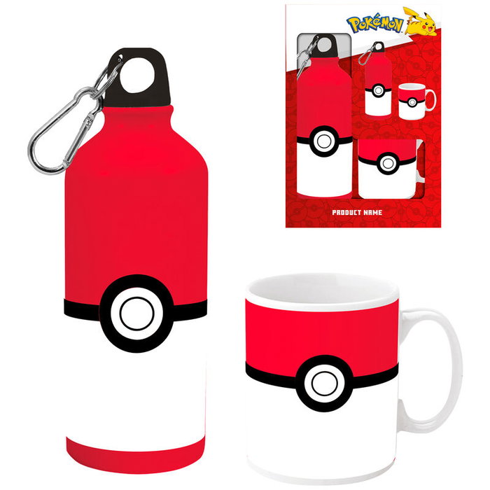 KIDS LICENSING Set Cantimplora en Aluminium de 500ml + Tasse en Céramique - Thème Pokémon