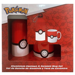 KIDS LICENSING Set Cantimplora en Aluminium de 500ml + Tasse en Céramique - Thème Pokémon
