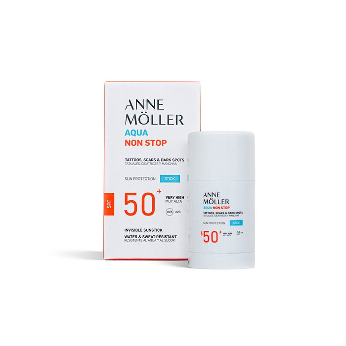 Anne Möller Stick solaire AQUA NON STOP SPF50+ pour tatouages, cicatrices et imperfections 25 g Anne Möller Stick solaire AQUA NON STOP SPF50+ pour tatouages, cicatrices et imperfections 25 g