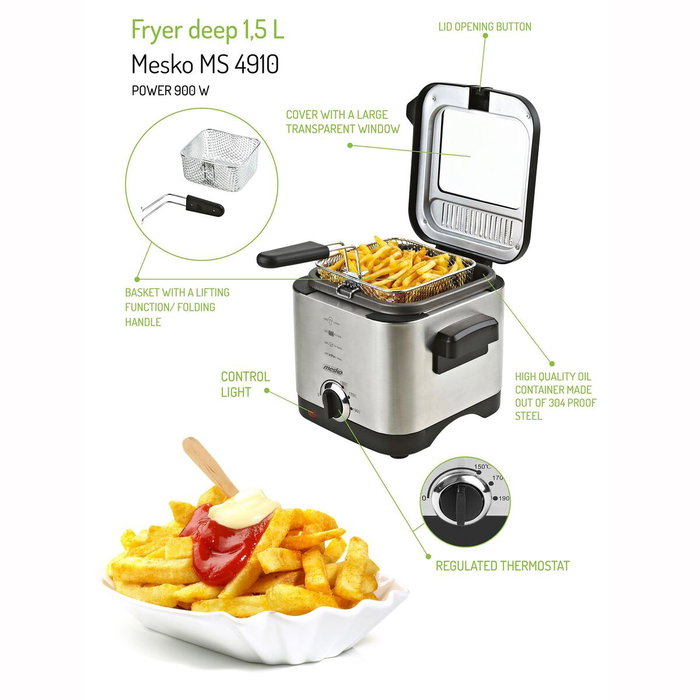 Friteuse Mesko MS 4910 Argenté 900 W 1,5 L