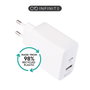 eSTUFF Infinite Chargeur Double Port USB-C 20W PD + USB-A 12W, Prise UE - Blanc - 98% Plastique Recyclé