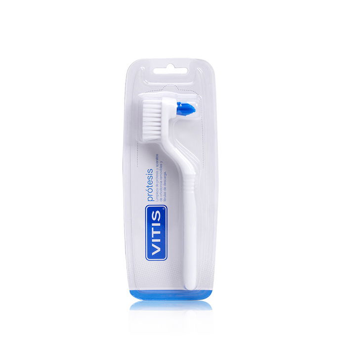 VITIS Brosse pour prothèse dentaire - Double tête pour un nettoyage efficace et préservant le polissage - 1 unité