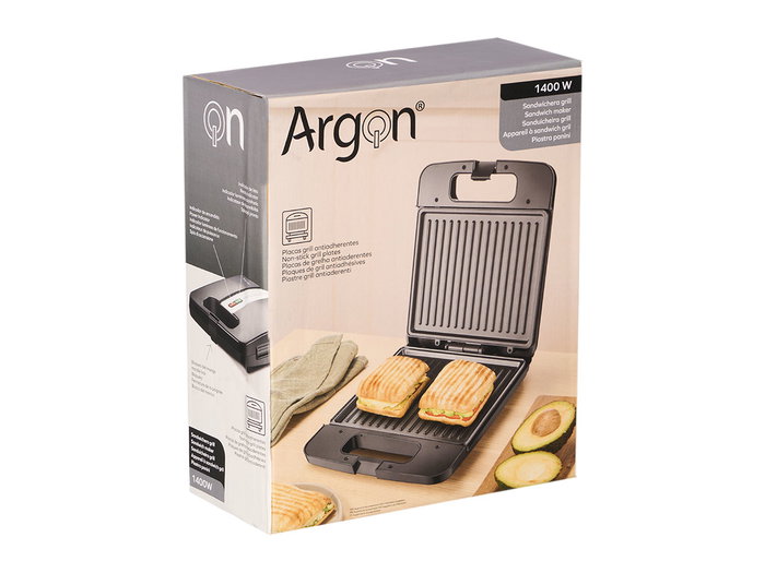 Argon Sandwichera Grill 1400W 26,5 x 9 x 32 cm Noir Acier Usage Domestique (Set de 4)